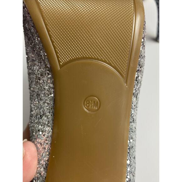 MARC FISHER Harpyly Glam Ombre Glitter Platform Peep Toe Heels Silver Size 8.5 - Picture 5 of 7